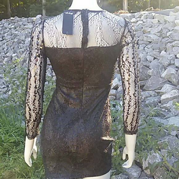 Nasty Gal Black Sequins & Lace Bodycon Dress US 4 - Picture 8 of 8